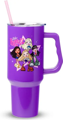 Vista 25 de Silver Buffalo Betty Boop Core - Vaso de acero inoxidable con tapa para pajilla, tapa, popote y asa, 40 onzas