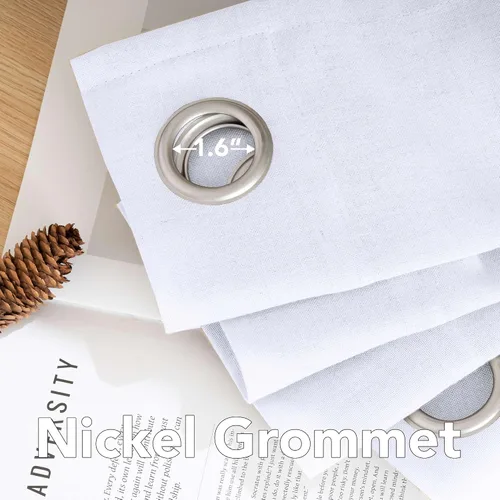 Vista 5 de H.VERSAILTEX Elegant - Cortinas texturizadas de lino natural mezclado con eficiencia energética, filtrado de luz, con ojales de níquel