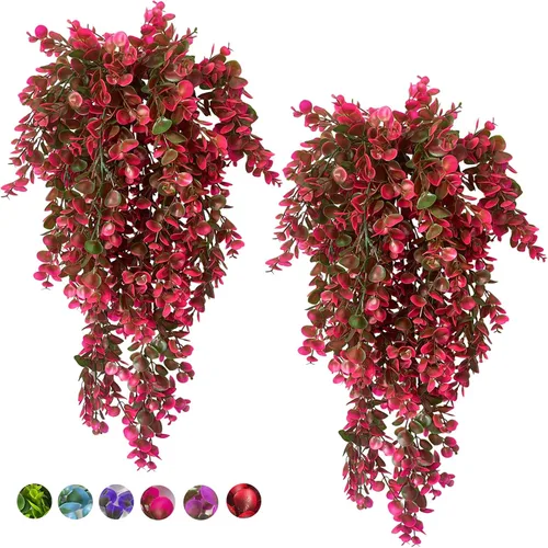 Vista 12 de Planta de vid falsas, 4 piezas, plantas artificiales grandes, plantas colgantes artificiales para pared, hiedra falsa, decoración de habitación