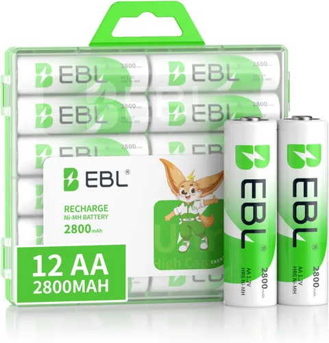 Vista 9 de EBL AA 2800mAh Baterías recargables Ni-MH de alto rendimiento, paquete de 4