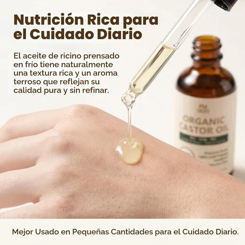 Vista 6 de Aceite de ricino orgánico prensado en frío USDA para cabello, pestañas