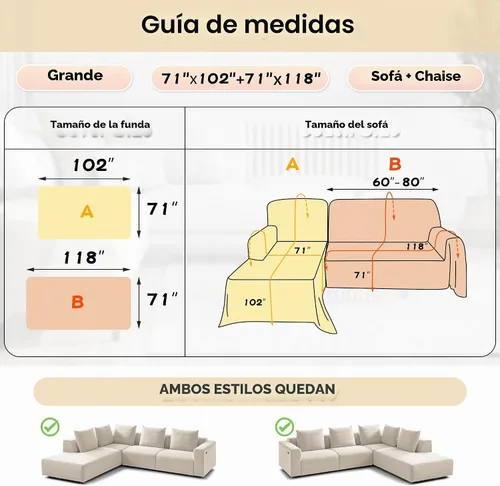 Vista 6 de MYSKY HOME funda para sofá seccional, 2 piezas de fundas de felpilla para sofá en forma de L, protector de muebles para mascotas, niños, funda