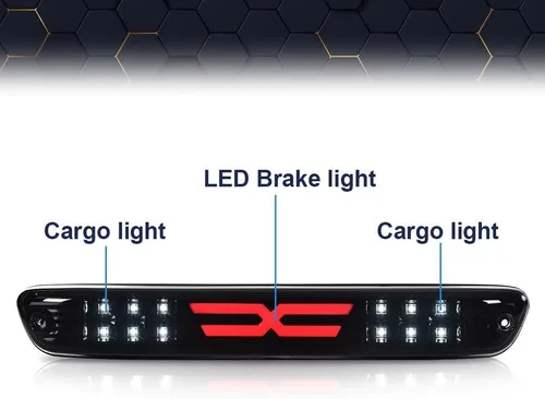 Vista 9 de PIT66 Barra LED de 3ª luz de freno, compatible con Chevy Colorado/Canyon X 2004-2012, luz de freno de montaje alto, luces traseras de carga, lente