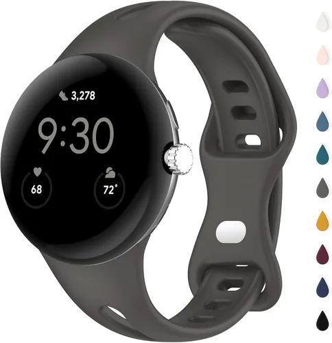 Vista 10 de Correas delgadas compatibles con Google Pixel Watch 4 3 (41mm)/Pixel Watch 2 1, correas ajustables transpirables de silicona suave deportiva