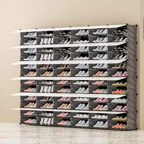 Vista 2 de KOUSI Organizador portátil para zapatos, 144 pares, estante de torre, soporte de gabinete de almacenamiento expandible para tacones, botas
