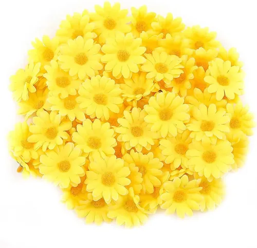 Vista 19 de 100 cabezas de girasol de seda de 1.969 in, 2 pulgadas, decoración de boda, corona de regalo, álbum de recortes, manualidades, fiesta, festival