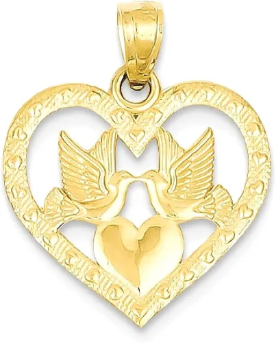 Vista 9 de Collar con dije de palomas de oro amarillo de 14 quilates con dije de corazón para mujer regalo para ella Oro amarillo