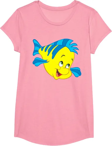 Vista 107 de Disney Camiseta de disfraz de cara grande de la Sirenita Flounder Sidekick