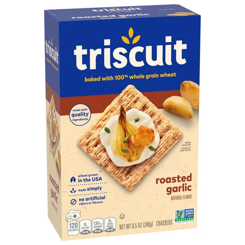 Vista 14 de Triscuit galletas de trigo integral de grano entero con sabor a ajo tostado, 6 cajas de 8.5 onzas cada una