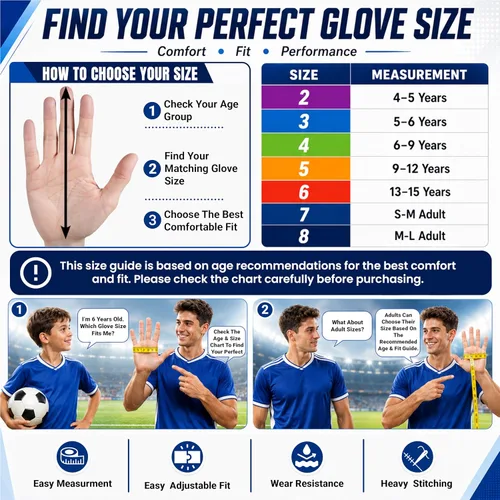 Vista 7 de Guantes de portero de fútbol para niños y jóvenes, guantes de portero de fútbol con agarres fuertes