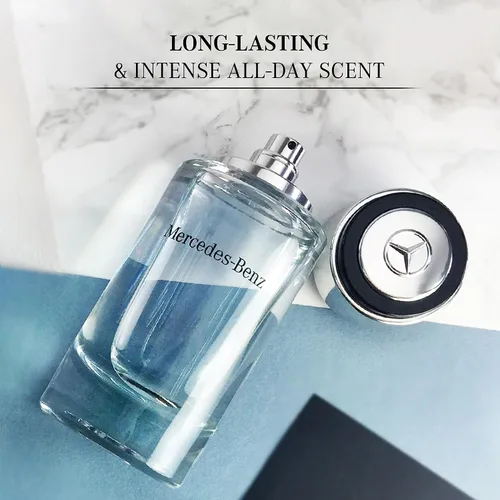 Vista 4 de Mercedes Benz para hombres – Colonia de larga duración para hombres – Notas de bergamota, limón y cedro – Eau de Toilette de uso diario en botella