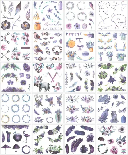 Vista 13 de allydrew Washi - Juego de calcomanías para álbumes de recortes, diseño floral azul (20 hojas)