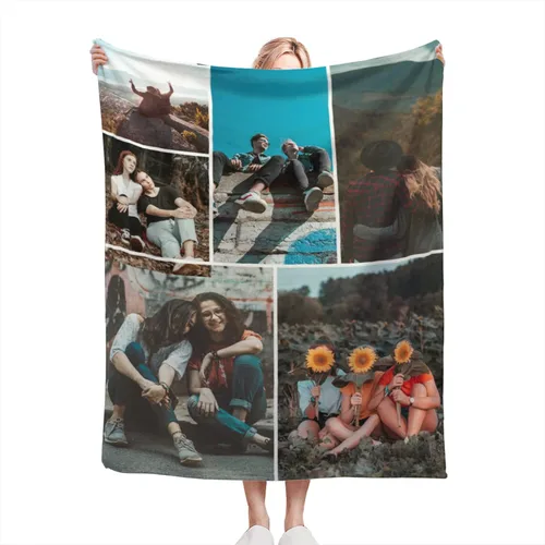 Vista 14 de Manta personalizada con foto, manta personalizada de franela polar para madre, padre, familia, amigos, amantes de mascotas, boda, día de San 1 Foto