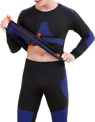 Vista 8 de JoofEric Conjunto de ropa interior térmica para hombre, forro polar, parte superior e inferior, ropa interior cálida y larga, trajes deportivos
