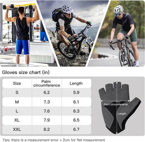 Vista 6 de Santic Guantes de ciclismo, guantes de ciclismo de medio dedo, guantes de conducción en carretera con almohadilla antideslizante que absorbe