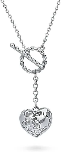 Vista 2 de BERRICLE Collar Lariat de moda con forma de corazón y circonita cúbica de metal base Zirconia cúbica circonita