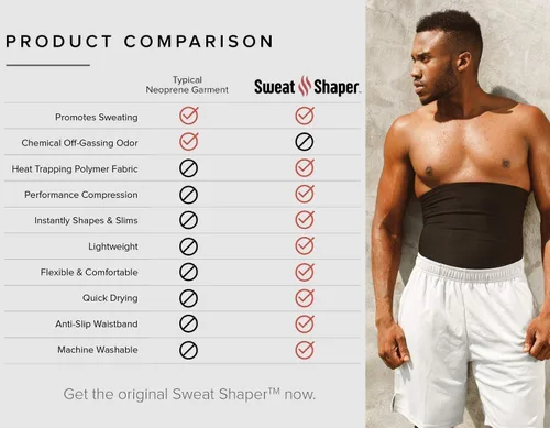 Vista 5 de Sweat Shaper Faja reductora de cintura premium para hombres, cinturón de sauna para entrenamiento de cintura, sin neopreno, cinturón adelgazante