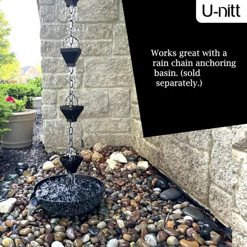 Vista 8 de U-nitt Cadena de lluvia colección de agua para canalones, atrapador de agua de lluvia y desviador, cadenas de 8.5 pies para jardín exterior, copas