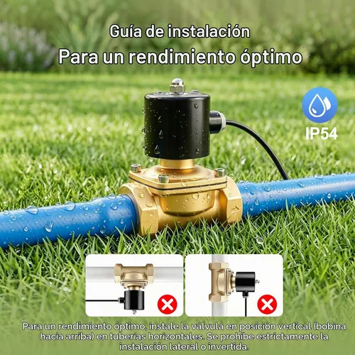 Vista 5 de Baomain Electroválvula eléctrica Puerto 1-1/2" 110 VCA Rosca de actuación directa normalmente cerrada (NC) Compatible con agua oro