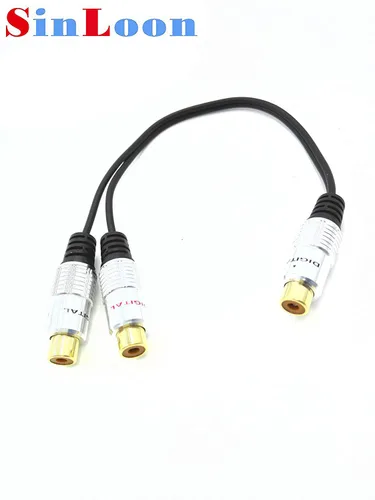 Vista 2 de SinLoon Aleación de aluminio RCA Y-splitter, divisor coaxial digital RCA simple a dual, cable de audio adaptador chapado en oro