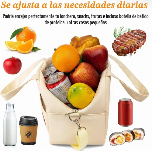 Vista 6 de Bolsa de almuerzo para mujer, lonchera aislada personalizada para adultos con correa ajustable para el hombro, reutilizable, congelable, lonchera