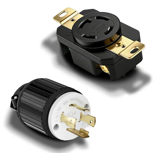 Vista 11 de ENERLITES NEMA L14-30R - Conector de bloqueo para generador, enchufe hembra de bloqueo giratorio, 30 amperios, 125/250 voltios, 3 polos, conexión a