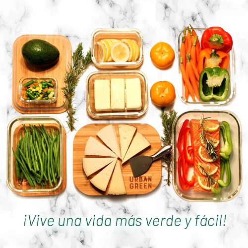 Vista 6 de Urban Green Recipientes de vidrio con tapas de bambú, juego de 4 recipientes de almacenamiento herméticos, juego de recipientes de alimentos