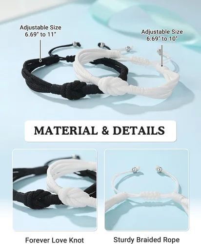 Vista 4 de UNGENT THEM Always With You - Pulseras de nudo de promesa Pinky para parejas, aniversario, Navidad, día de San Valentín, regalos para novio, novia