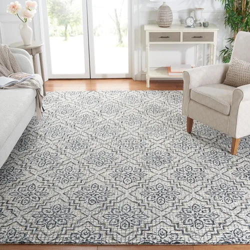 Vista 7 de SAFAVIEH Abstract Collection - Alfombra decorativa, 2 x 3 pies, azul y gris, lana hecha a mano, ideal para zonas de alto tráfico en entrada, sala