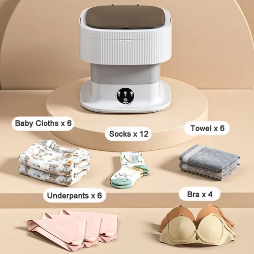 Vista 5 de Mini lavadora plegable mejorada, lavadora portátil de 10 L, 3 modos de limpieza profunda, mini lavadora media automática para ropa