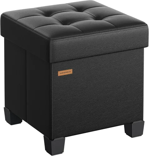 Vista 10 de SONGMICS Otomana de almacenamiento, otomana cúbica con patas, 15 x 15 x 15.7 pulgadas, reposapiés, descansapiés, 10 galones (37 L), cuero sintético