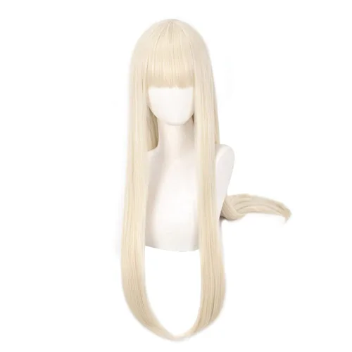 Vista 2 de C-ZOFEK Yomoduki Runa - Peluca de cosplay de cabello largo rubio claro para Hallween o diario rubio