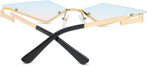 Vista 3 de JOVAKIT Gafas de sol sin montura para mujeres y hombres, gafas de sol de polígono de moda, marco de metal, gafas de fiesta rave de Halloween