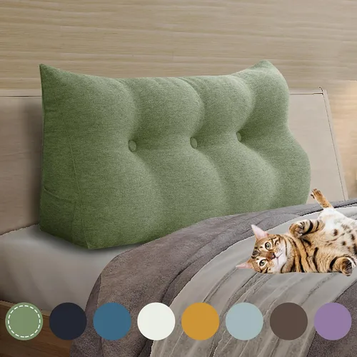 Vista 52 de Almohada de cuña acolchada de 8 libras para cabecero, posicionador corporal en forma de triángulo, almohada de lectura para la cama, almohada