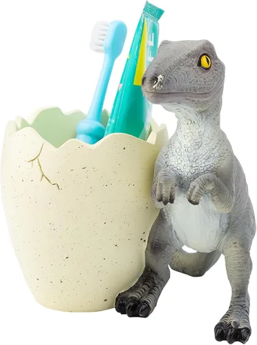 Vista 9 de FlidRunest Soportes para Cepillo de Dientes de Dinosaurio para Niños para Baños - Lindo Soporte para Cepillo de Dientes Dino - Fácil de Limpiar Verde