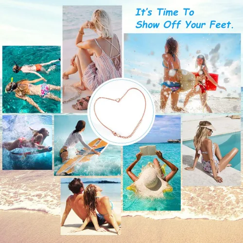 Vista 3 de Silvora Tobillera de plata de ley 925 para mujeres y hombres, tobilleras de corazón de eslabones cubanos para mujer, tobillera de playa con caja