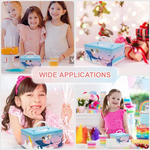 Vista 6 de HAMOPY Joyero musical para niñas con cajón y juego de joyas con princesa giratoria para regalo de cumpleaños, Navidad, caja de música de princesa