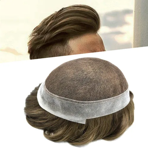 Vista 52 de Toupee For Men Real Human Hair Mens Toupee Hair Replacement System Swiss Lace Toupee For Men Natural Human Hair Piece Mens Toupee6*8"-90% density#2