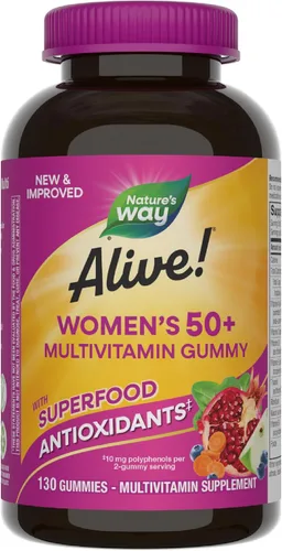 Vista 10 de Nature's Way Alive! Suplemento multivitamínico completo, para mujeres de más de 50 años, 60 gominolas