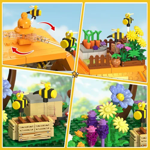 Vista 5 de INSOON Bee House - Juego de construcción con luces para adultos, kit