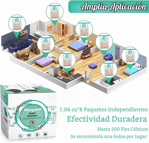 Vista 6 de Paquete de 8 bolsas repelentes de arañas para interior de casa, aceite