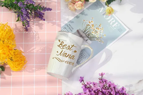 Vista 3 de Taza Best Nana Ever Taza de Café Best Nana Taza Nana Regalos Cumpleaños Día de las Madres Regalos para Mamá Abuela de Nietos Nieta Nieto Nietos Gris