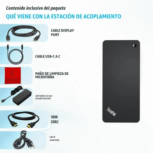 Vista 2 de 40AS0090US Lenovo Thinkpad Estación de acoplamiento USB-C Gen 2 - 1 año de garantía - Muelle Thunderbolt 3 Thinkpad, HDMI, DisplayPort y cable USB C