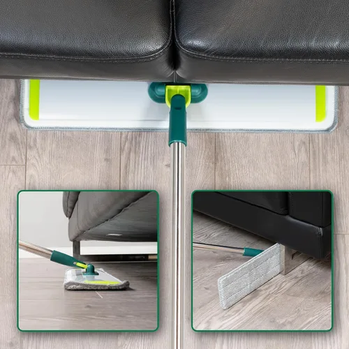 Vista 7 de Pine-Sol Mopa plana de microfibra – Herramienta de limpieza de suelos húmedos y secos con 2 almohadillas reutilizables – Multisuperficie para quitar