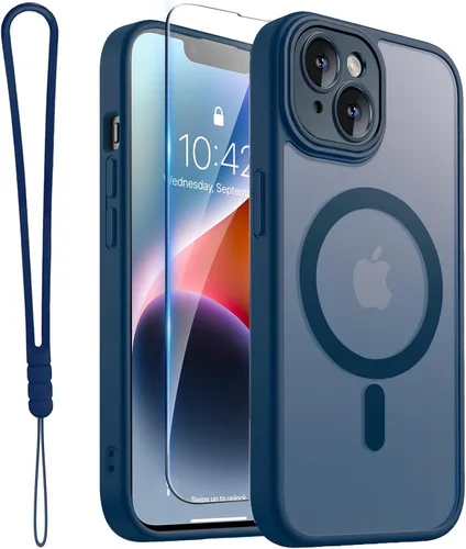 Vista 32 de ROYBENS Funda transparente mate para iPhone 12 Pro-Max compatible con Magsafe, protección completa de lente de cámara, protector de pantalla, correa