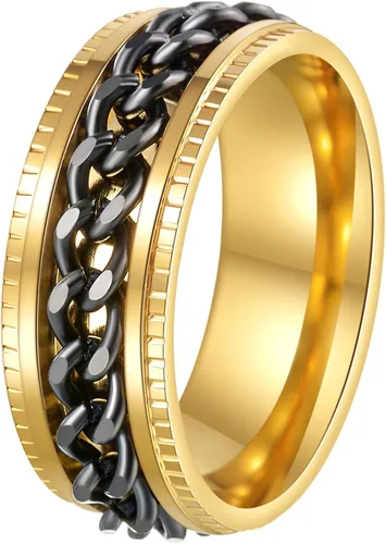 Vista 11 de Anillos giratorios para hombres y mujeres, anillos de ansiedad para hombres, anillos de cadena para adultos, anillos de titanio y acero