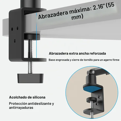 Vista 7 de Soporte de monitor portátil 15.6", soporte de brazo de tableta resistente Negro