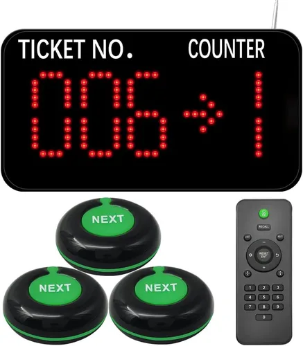 Vista 8 de Now Serving Number System Take a Number System Sistema de llamadas en cola con pantalla de números de 2 dígitos 2 botón siguiente 1 dispensador