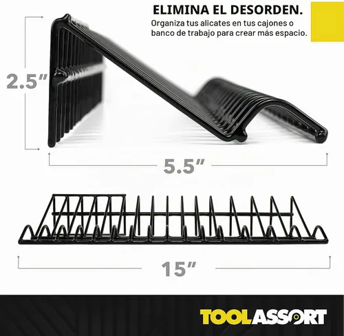 Vista 5 de Estante organizador de alicates para almacenamiento de cajas de herramientas, sostiene alicates de mango regular y ancho, se adapta a cajas
