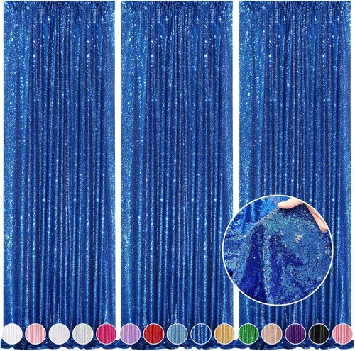 Vista 36 de 2 cortinas de 2 x 8 pies de lentejuelas con brillantina para marco de fotografía, para fiestas o fondos de fotografía